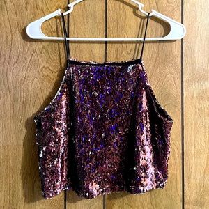 Pink, cropped, spaghetti strap, tank top, Forever 21